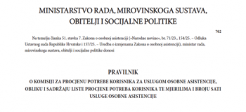 Objavljen Pravilnik o Komisiji za procjenu potrebe korisnika za uslugom osobne asistencije