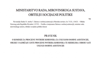 Objavljen Pravilnik o Komisiji za procjenu potrebe korisnika za uslugom osobne asistencije